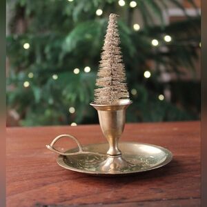 Vintage Brass Chamber Candlestick Holder